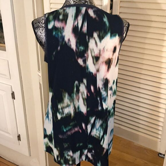 NWT Simply Vera Chiffon Tank Blouse Sheer collar detail Poly Spandex stretch - Picture 4 of 12